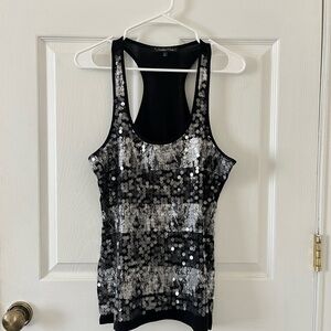 Wishful Park Black and Silver Sequin Tank Top